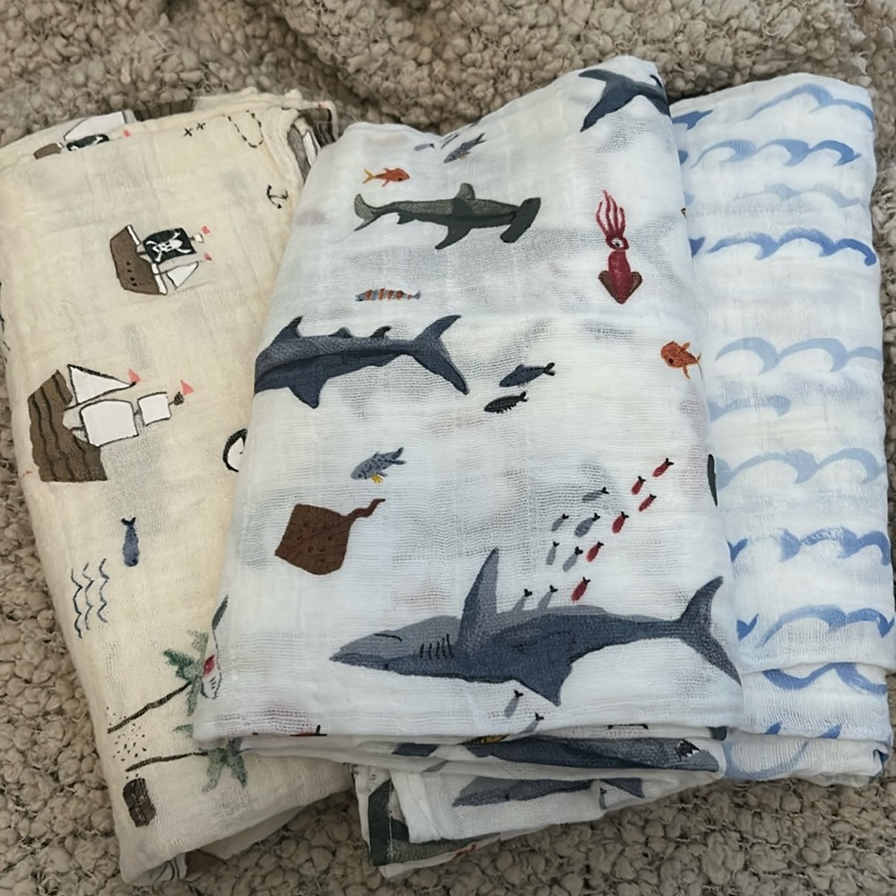 Little Unicorn Sea Collection Muslin Swaddle Blankets